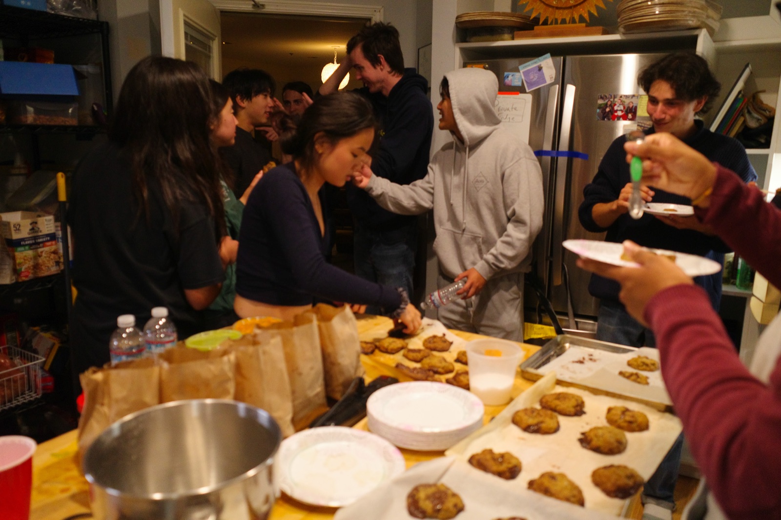Baking cookies together at a social
